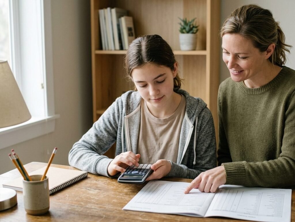 A parent calculating a homeschool GPA using grades and credit hours