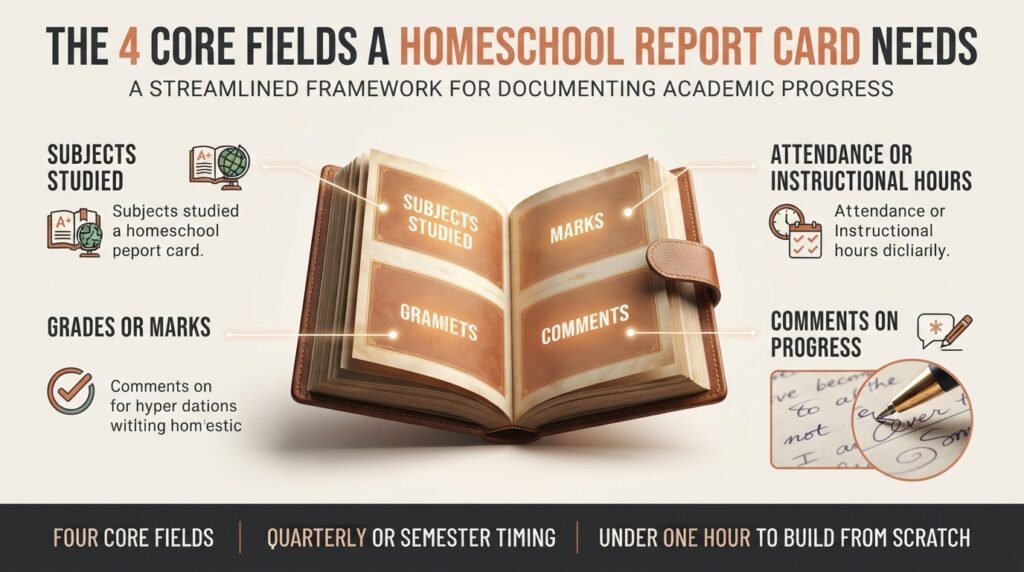 The four core fields every homeschool report card needs