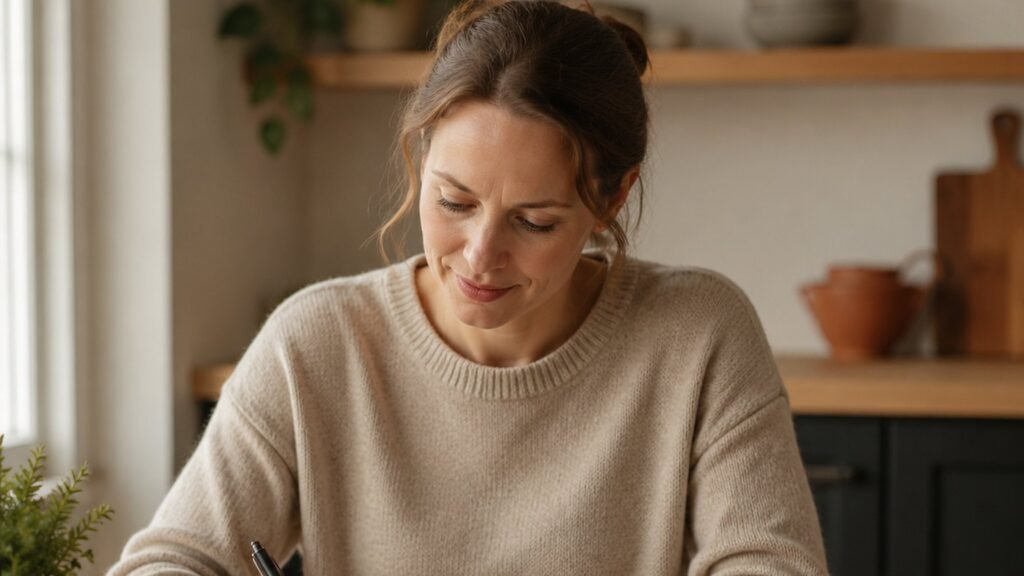 A parent at a kitchen table thinking through how much does homeschooling cost for the year